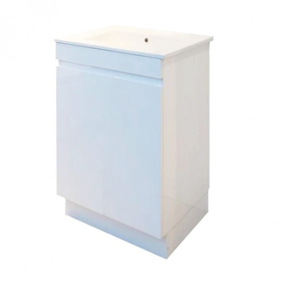 MADRID 600X460X850MM PLYWOOD FLOOR STANDING VANITY - GLOSS WHITE WITH CERAMIC TOP